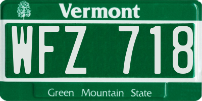 VT license plate WFZ718