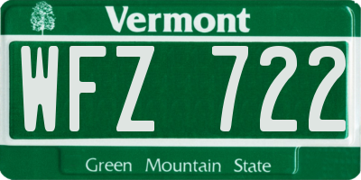 VT license plate WFZ722