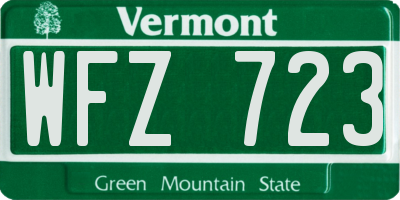 VT license plate WFZ723