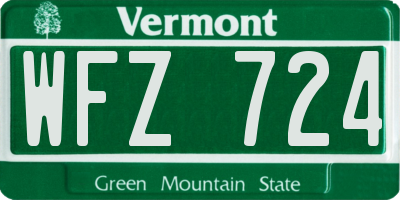 VT license plate WFZ724