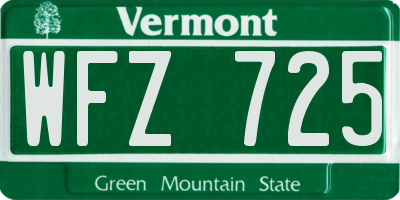 VT license plate WFZ725