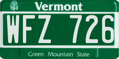 VT license plate WFZ726