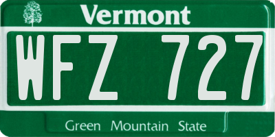 VT license plate WFZ727