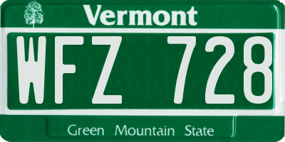 VT license plate WFZ728