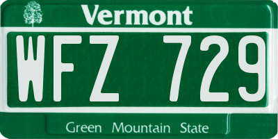 VT license plate WFZ729