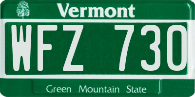 VT license plate WFZ730