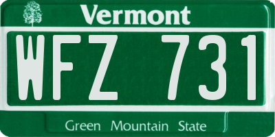 VT license plate WFZ731