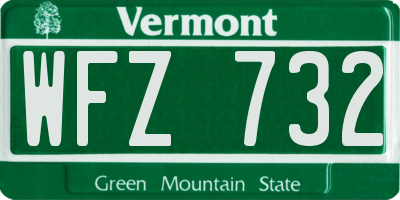 VT license plate WFZ732