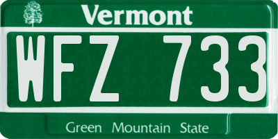 VT license plate WFZ733