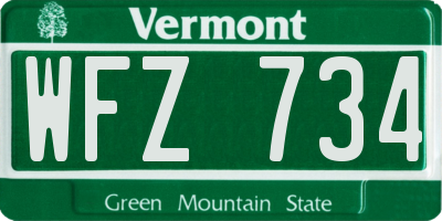 VT license plate WFZ734
