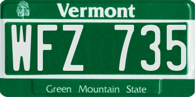 VT license plate WFZ735