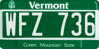 VT license plate WFZ736