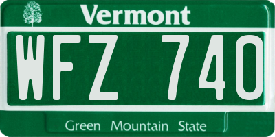 VT license plate WFZ740