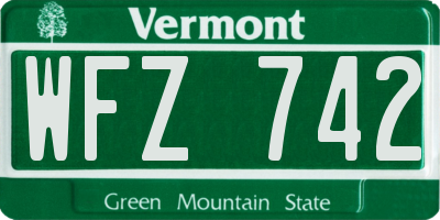 VT license plate WFZ742