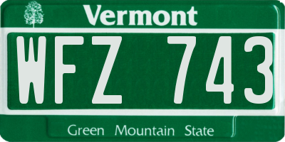 VT license plate WFZ743