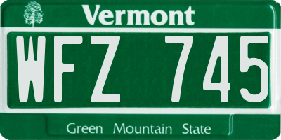 VT license plate WFZ745