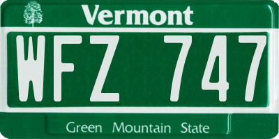 VT license plate WFZ747