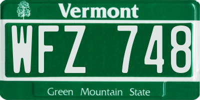 VT license plate WFZ748