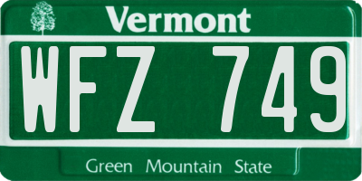 VT license plate WFZ749