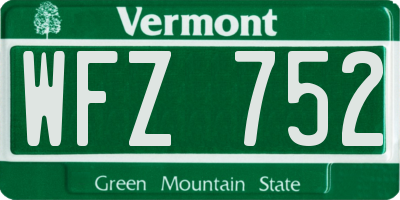 VT license plate WFZ752