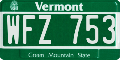 VT license plate WFZ753