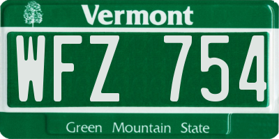 VT license plate WFZ754