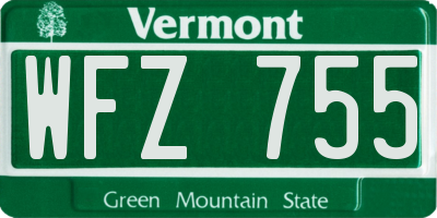 VT license plate WFZ755