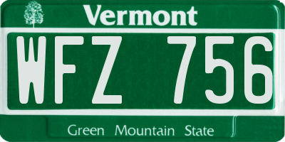 VT license plate WFZ756