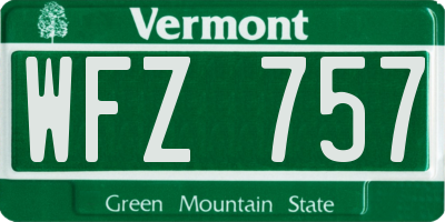 VT license plate WFZ757