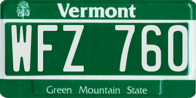 VT license plate WFZ760