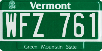 VT license plate WFZ761