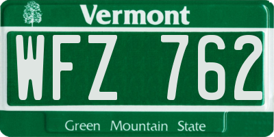VT license plate WFZ762
