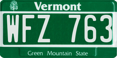 VT license plate WFZ763