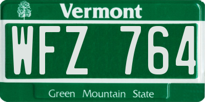 VT license plate WFZ764