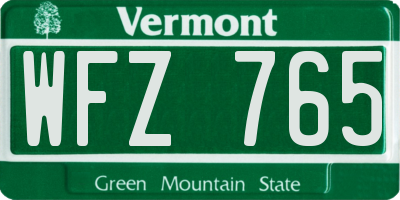 VT license plate WFZ765