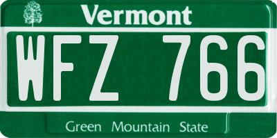 VT license plate WFZ766