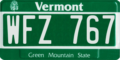 VT license plate WFZ767