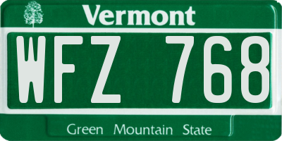 VT license plate WFZ768