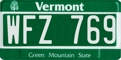 VT license plate WFZ769