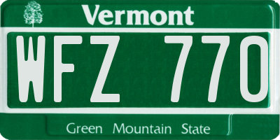 VT license plate WFZ770
