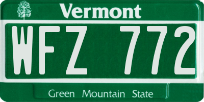 VT license plate WFZ772