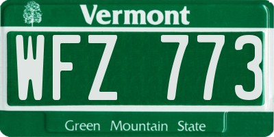 VT license plate WFZ773