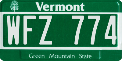 VT license plate WFZ774