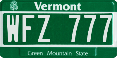 VT license plate WFZ777