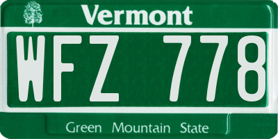 VT license plate WFZ778