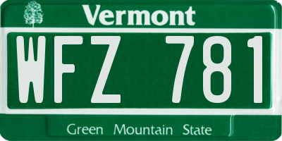 VT license plate WFZ781