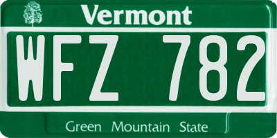 VT license plate WFZ782