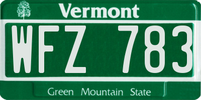VT license plate WFZ783