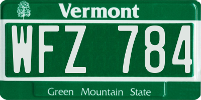 VT license plate WFZ784