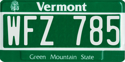 VT license plate WFZ785